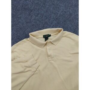 J Crew Oarsman Polo Shirt Mens XL Yellow Long Sleeve Pullover Pique Cotton